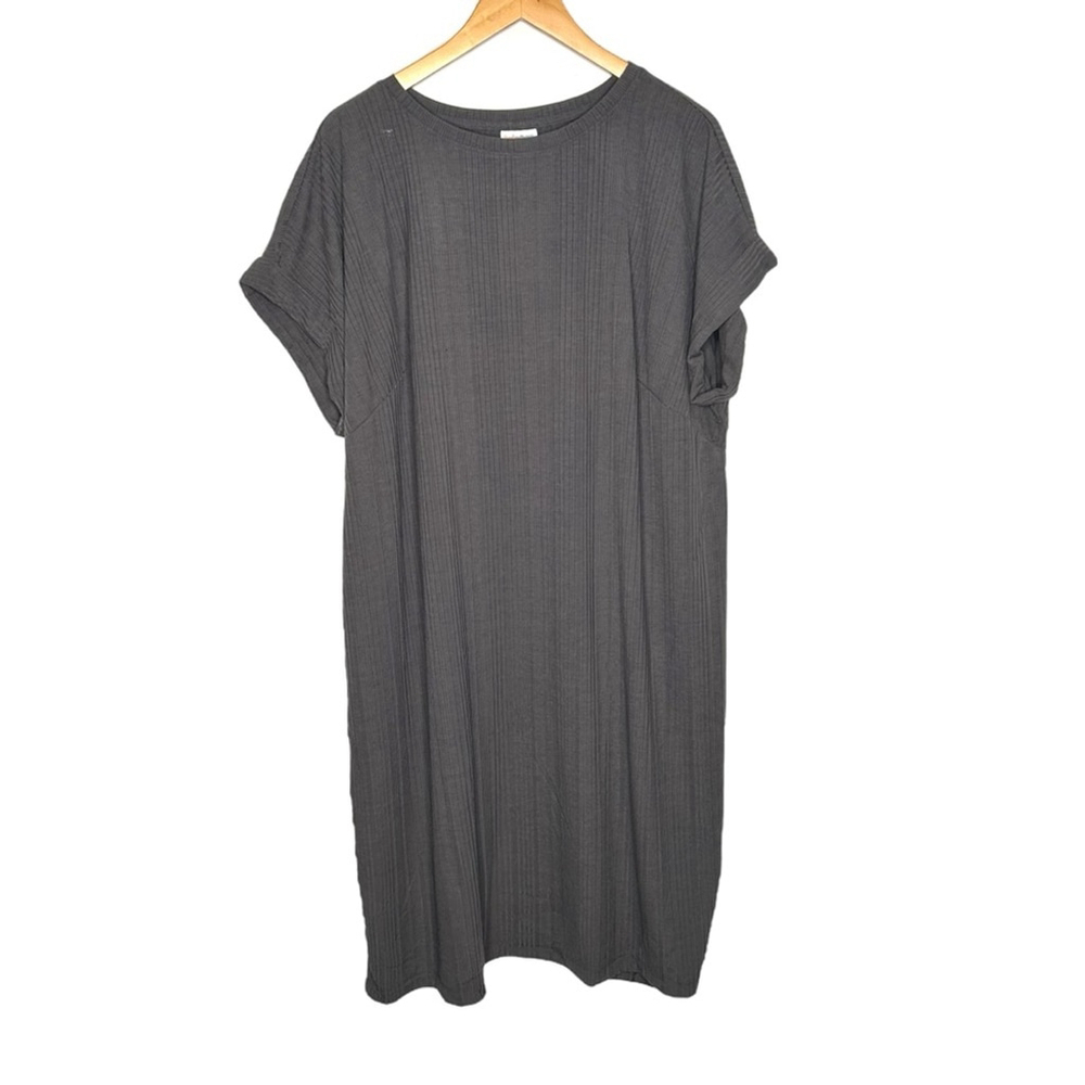 LuLaRoe 2XL Chelsea T-Shirt Ribbed Casual Dress Gray Women’s Relaxed Fit Dress - Picture 6 of 9